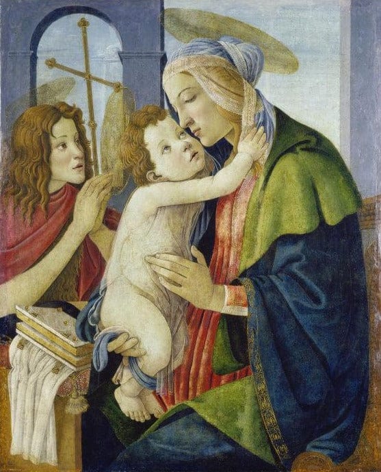 Die Jungfrau und das Kind mit dem Kind St. Johannes – Sandro Botticelli Sandro Botticelli 70x85