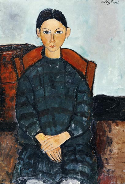 Junges Mädchen mit einem dunklen Kleid – Amedeo Modigliani Amedeo Modigliani 70x105