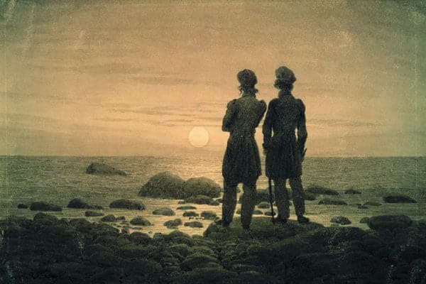 Zwei Männer bei Sonnenuntergang am Meer – Caspar David Friedrich Caspar David Friedrich 105x70