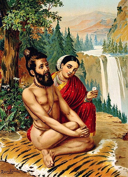 Ménaka die Nymphe versucht den Yogi – Ravi Varmâ 70x105