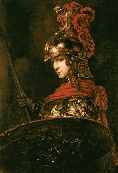 Pallas Athena oder Figur in Rüstung, 1664 – Rembrandt van Rijn Rembrandt van Rijn 70x105