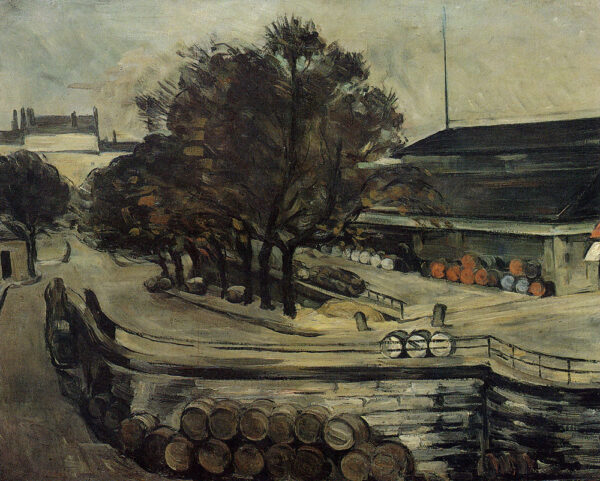 Die Weinhalle, Ansicht von der Rue de Jussieu – Paul Cézanne Paul Cézanne 85x75