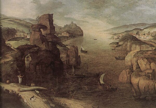 Landschaft mit Christus, der den Aposteln am See von Tiberias erscheint – Pieter Brueghel der Ältere Pieter Brueghel der Ältere