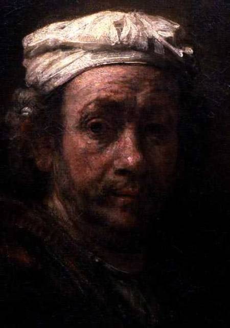 Porträt des Künstlers an der Staffelei, Detail des Gesichts – Rembrandt van Rijn Rembrandt van Rijn 70x105