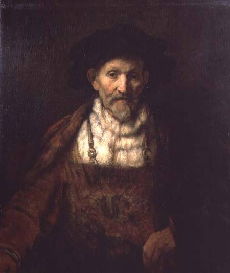 Porträt eines alten Mannes im historischen Kostüm – Rembrandt van Rijn Rembrandt van Rijn 70x85