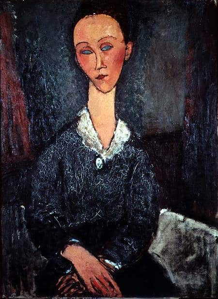 Porträt einer Frau mit weißem Kragen – Amadeo Modigliani 70x105