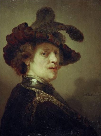 Selbstporträt mit Federhut – Rembrandt van Rijn Rembrandt van Rijn 70x85