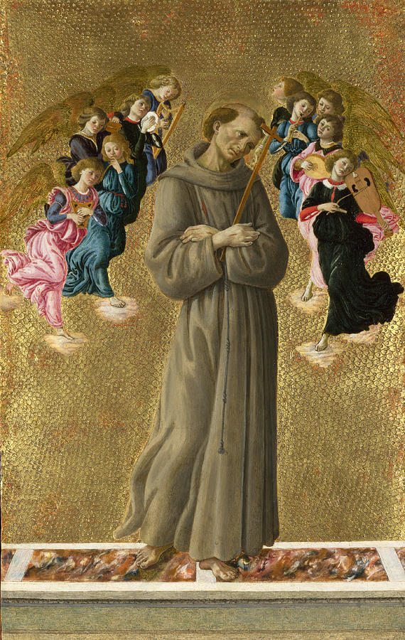 Heiliger Franziskus von Assisi mit Engeln – Sandro Botticelli Sandro Botticelli 70x105