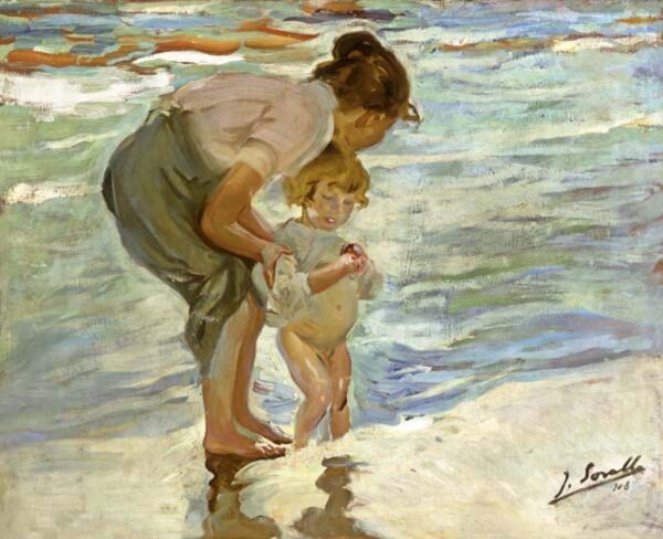 Mutter und Kind am Strand – Sorolla Joaquín Sorolla