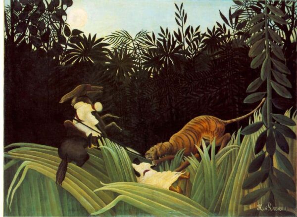 Scout von einem Tiger angegriffen – Henri Rousseau Henri Rousseau 105x70