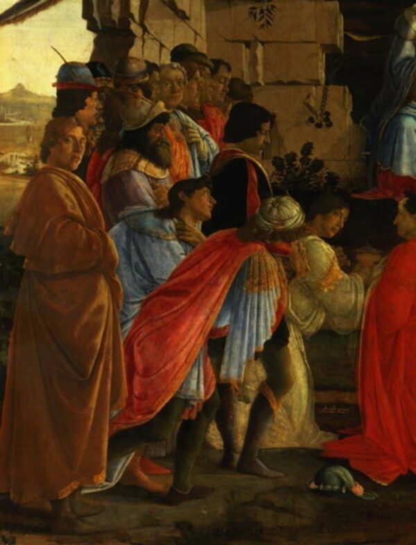 Die Anbetung der Könige, Detail des Selbstporträts und der Familie Medici – Sandro Botticelli Sandro Botticelli 70x85