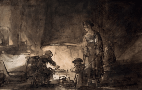 Die Küche im Haus von Rembrandt – Rembrandt van Rijn Rembrandt van Rijn 105x70