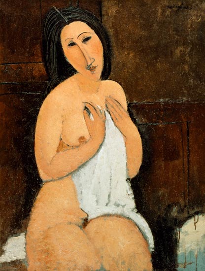 Nu sitzend mit einem Hemd – Amedeo Modigliani Amedeo Modigliani 70x85