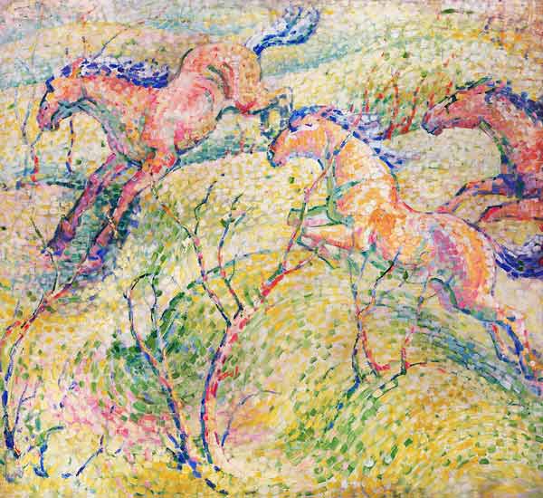 Pferde beim Springen – Franz Marc Franz Marc 70x70