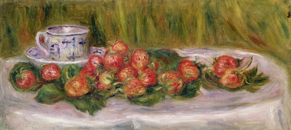 Stilleben mit Erdbeeren und einer Teetasse – Pierre-Auguste Renoir Pierre-Auguste Renoir 160x70