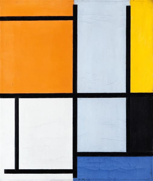 Tabelle 3 mit Orange – Mondrian Piet Mondrian 70x85