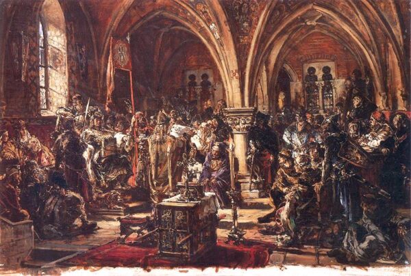 Der erste Sejm, Aufzeichnung der Gesetze A D 1182 – Jan Matejko Jan Matejko