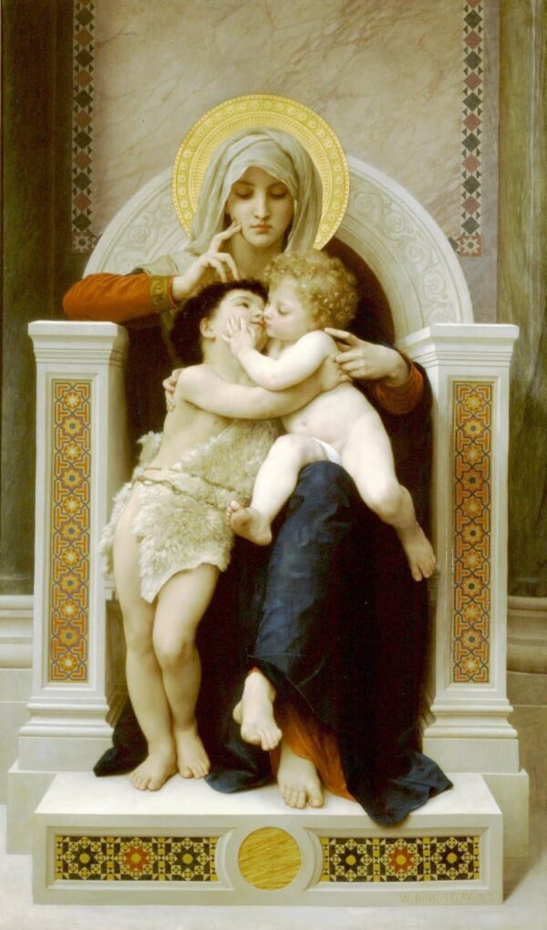 Die Jungfrau, Jesus und Johannes der Täufer von William Bouguereau Beliebte Bilder 70x120