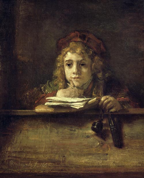 Titus an seinem Tisch – Rembrandt van Rijn Rembrandt van Rijn 70x85