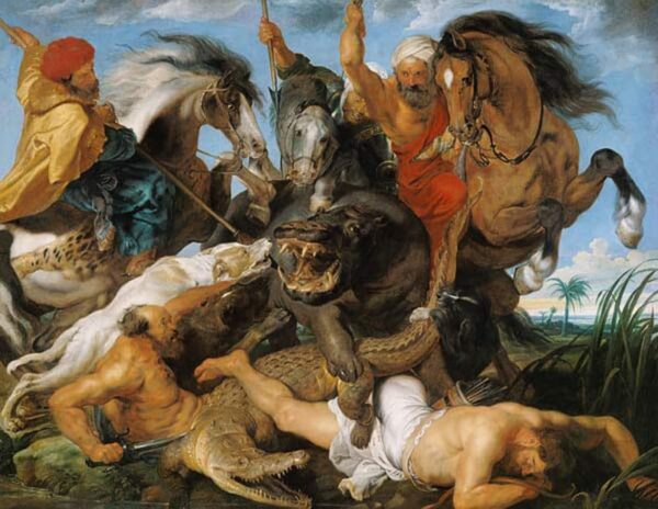 Jagd auf Flusspferd und Krokodil – Peter Paul Rubens Peter Paul Rubens 85x75