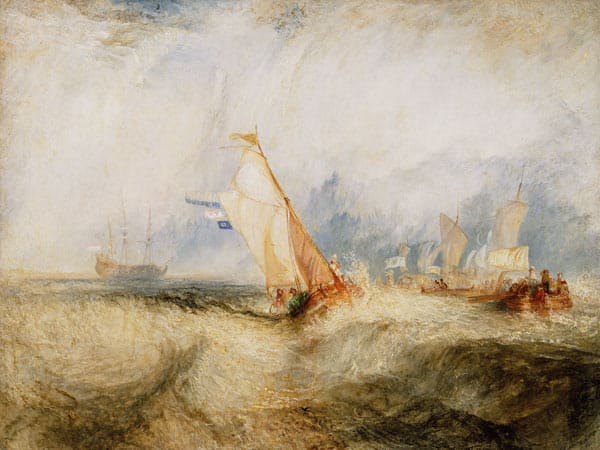 Van Tromp dabei, seinen Herren, den Schiffen auf See, eine Freude zu bereiten, während sie sich im Wasser benetzen – William Turner J.M.W. Turner 85x75