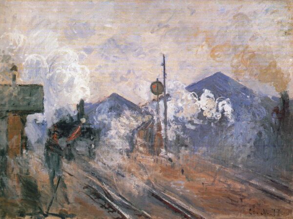 Die Wege am Ausgang des Bahnhofs Saint-Lazare – Claude Monet Bahnhof Saint-Lazare von Claude Monet 85x75