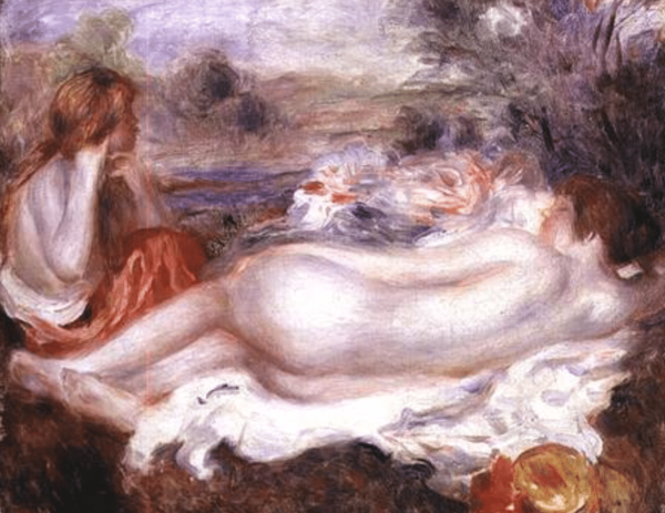 Liegender Badender und ein Mädchen, das sich frisiert – Pierre-Auguste Renoir Pierre-Auguste Renoir 85x75