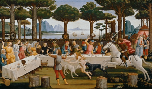 Der Bankett von Nastagio degli Onesti – Sandro Botticelli Sandro Botticelli 120x70