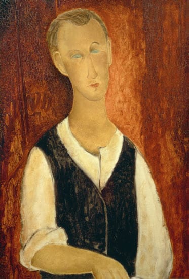 Junger Mann mit schwarzer Weste – Amedeo Modigliani Amedeo Modigliani 70x105